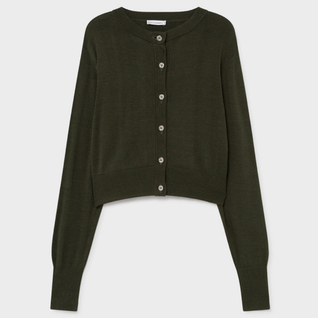 Silk Laundry Cedar Cropped Cardigan