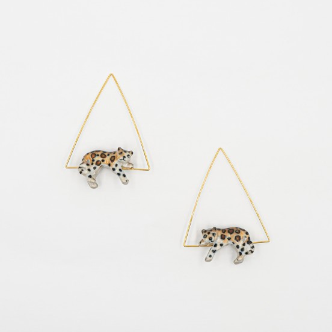 Lying Leopard Triangle Earrings