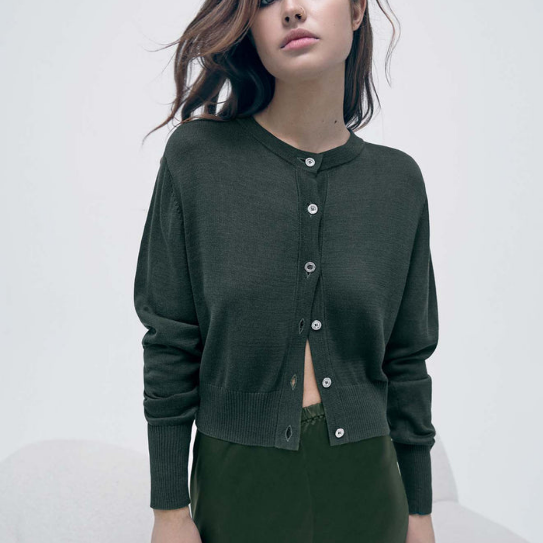 Cropped Cardigan Cedar