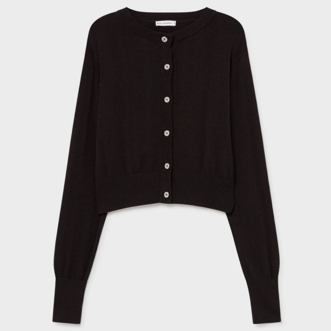 Cropped Cardigan Black - Silk Laundry – Badger & Fox Singapore