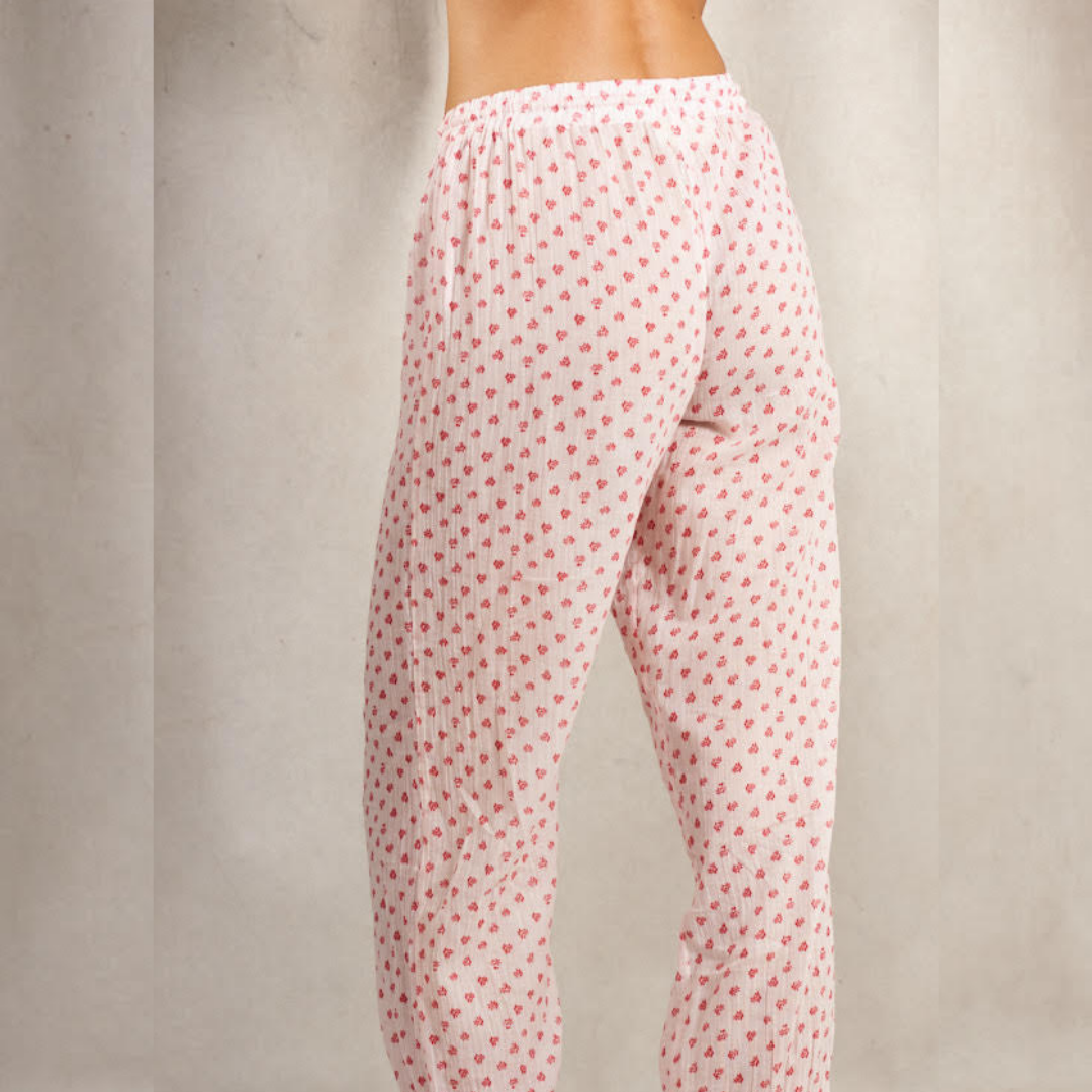 Anouk PJ Bottoms Ecru/Red - Mabe
