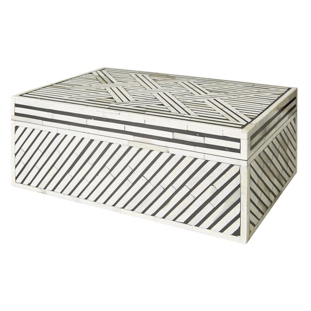 Kobe Patterned Bone Box Small Black and White
