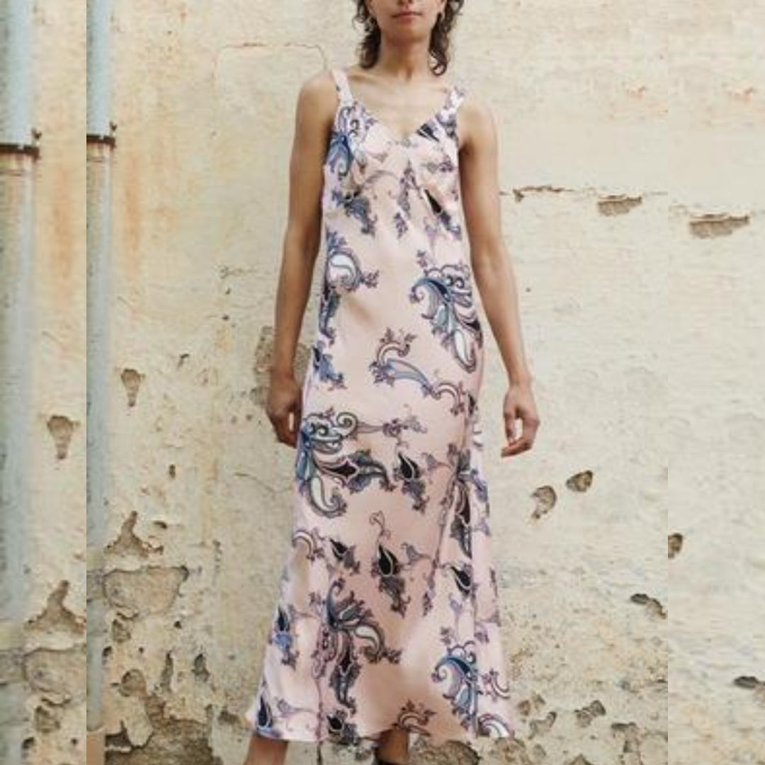 Deco Slip Dress Pink Paisley