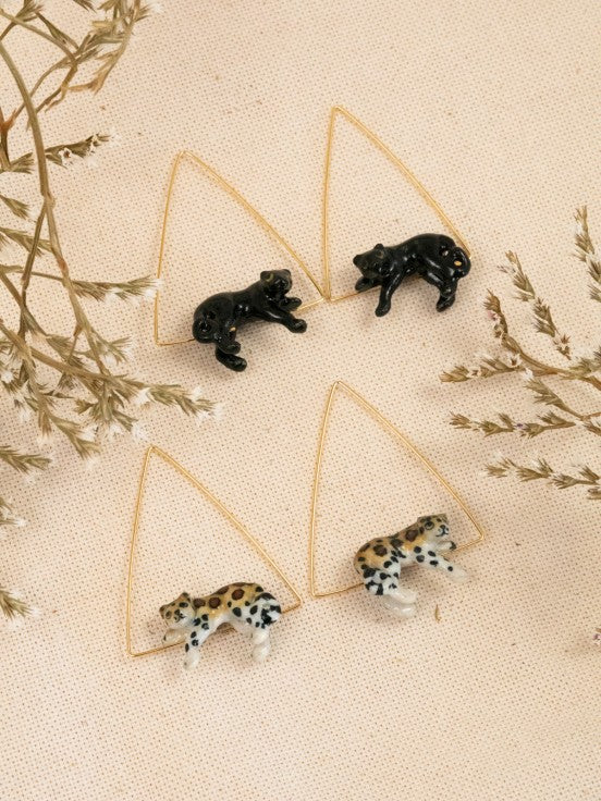 Lying Leopard Triangle Earrings