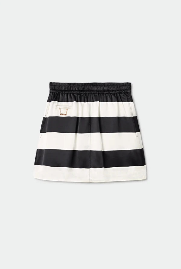 Heavy A-line Mini Skirt Black Stripe