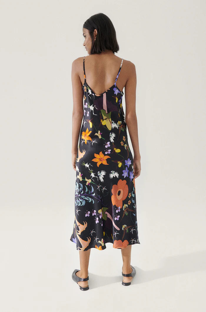 90s Slip Dress Black Lost Flowers
