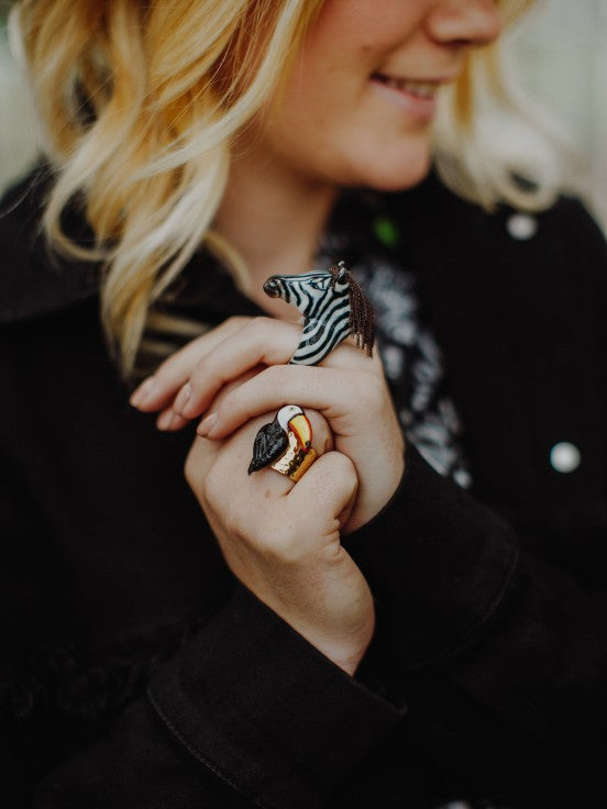 Zebra With Hair Ring