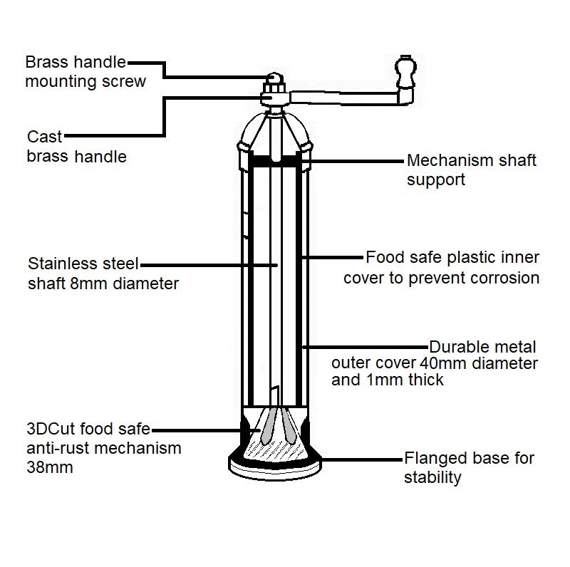 Modern Brass Salt Mill 108 (Small)