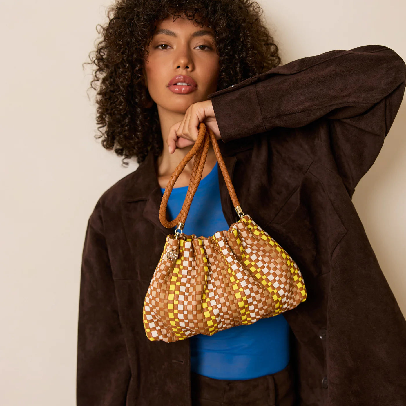 Wini Gathered Leather Crossbody Clutch Bag Citrus Multi
