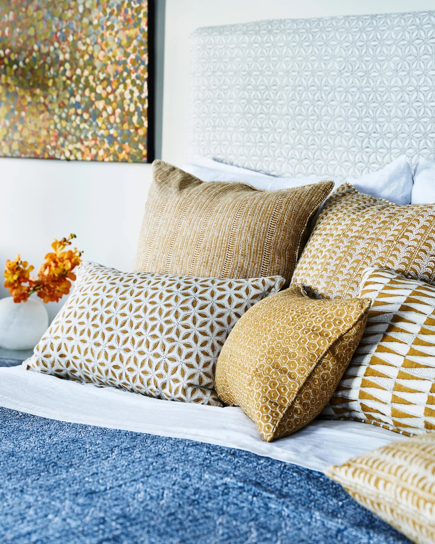 Tangier Saffron Linen Cushion 35x55cm