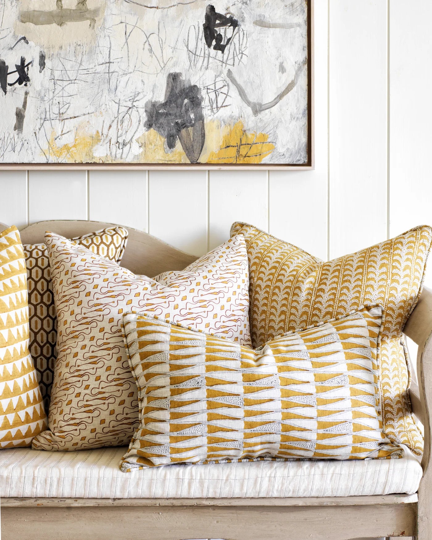 Tangier Saffron Linen Cushion 35x55cm
