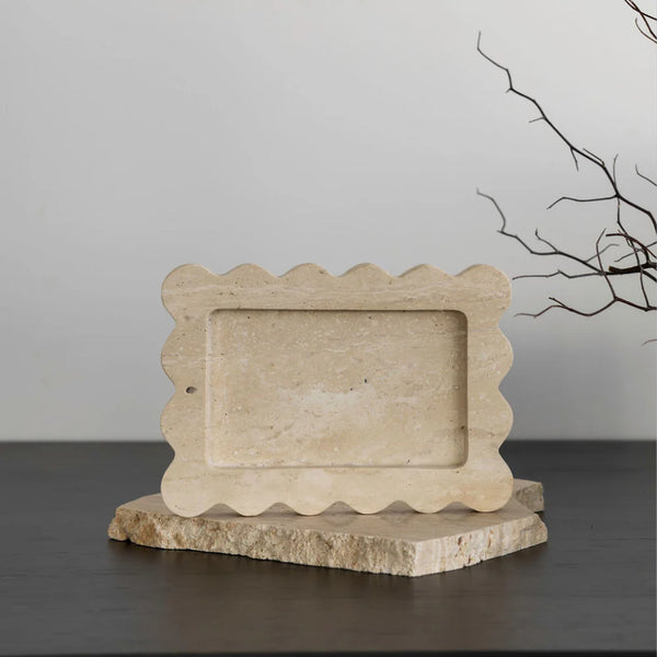 Palazzo Scalloped Tray Beige Travertine