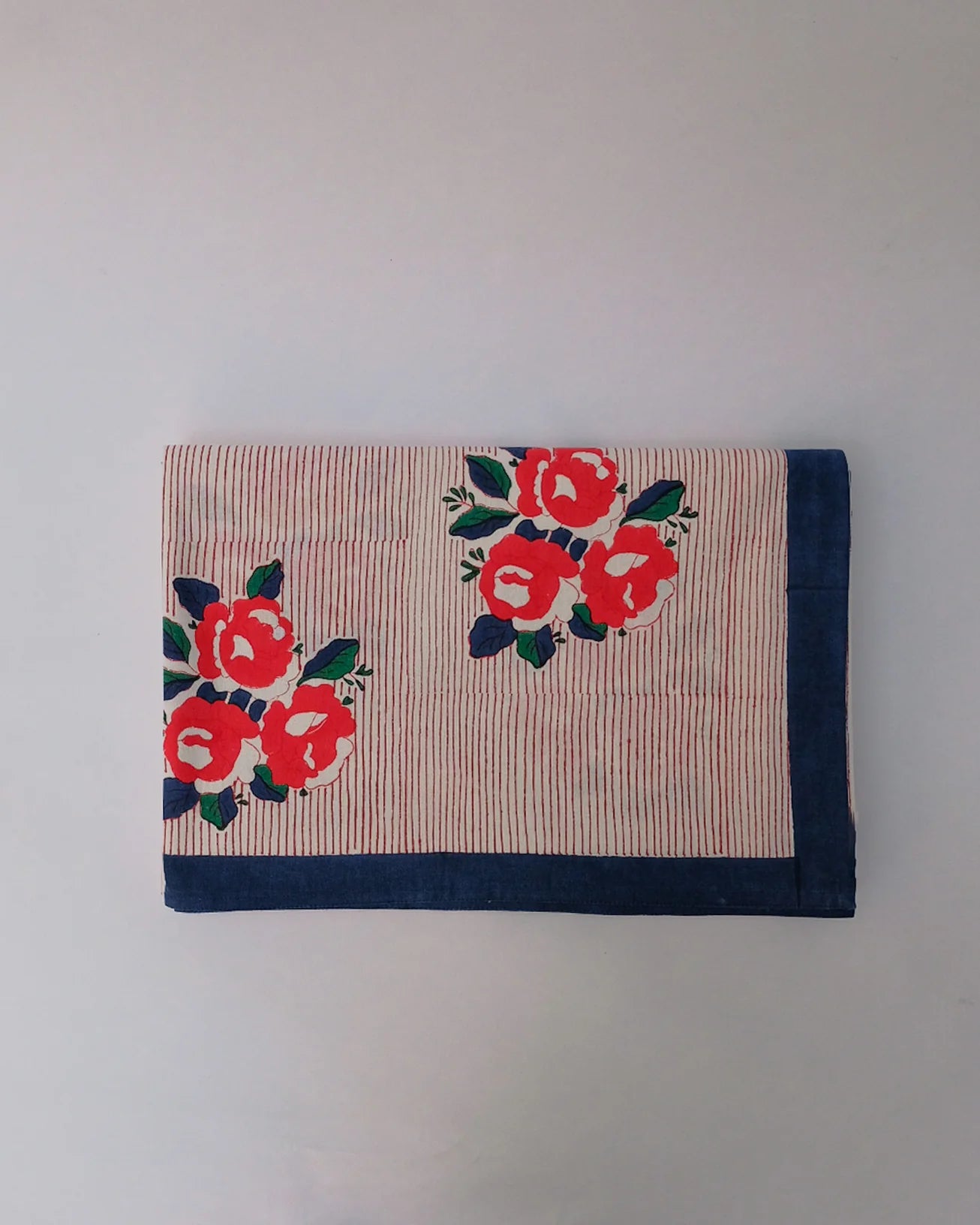 Mia - Hand Block-printed Cotton Table Cloth (Red)