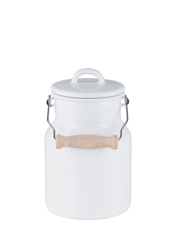 Grandma's Milkcan with enamel lid and wooden handle 1.5L