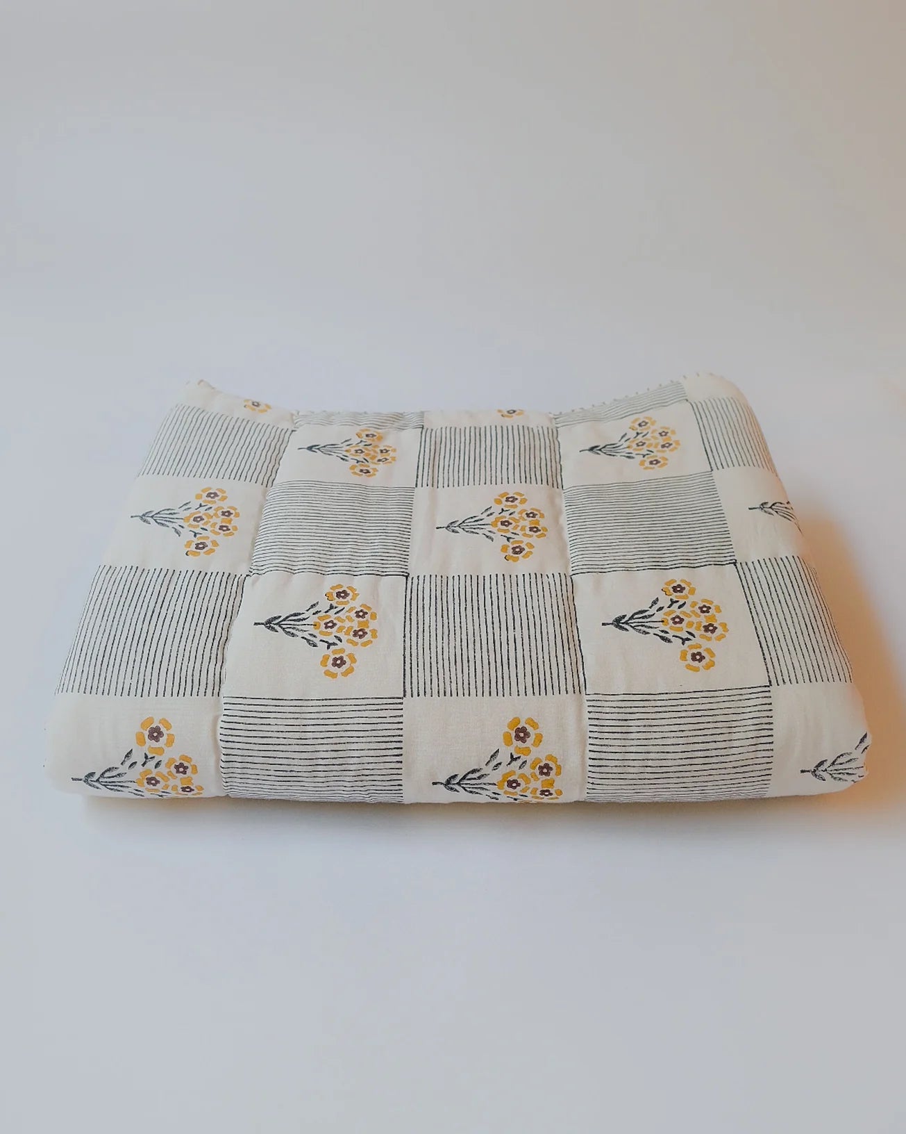 Shabana - Hand Block-printed Reversible Quilt - Blue