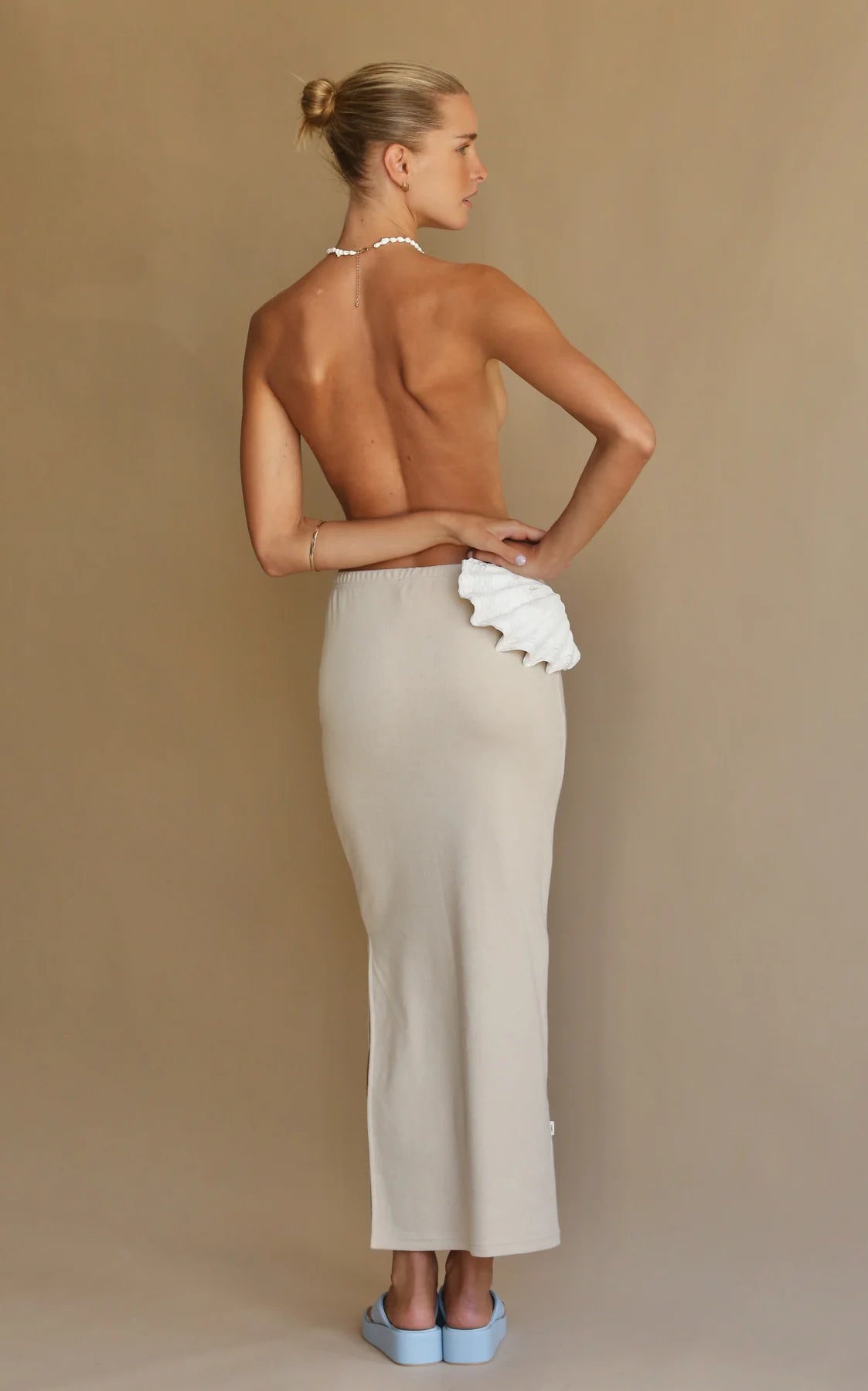 Terry Column Skirt Biscuit - Araminta James