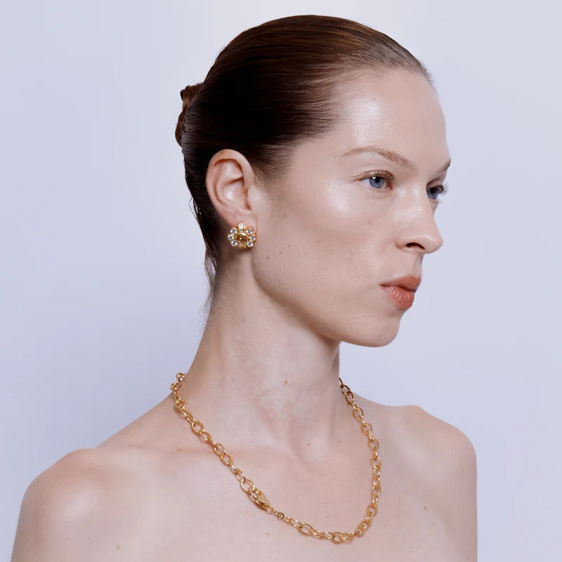 Ki Stud Earrings in Citrine 18K Gold Plated