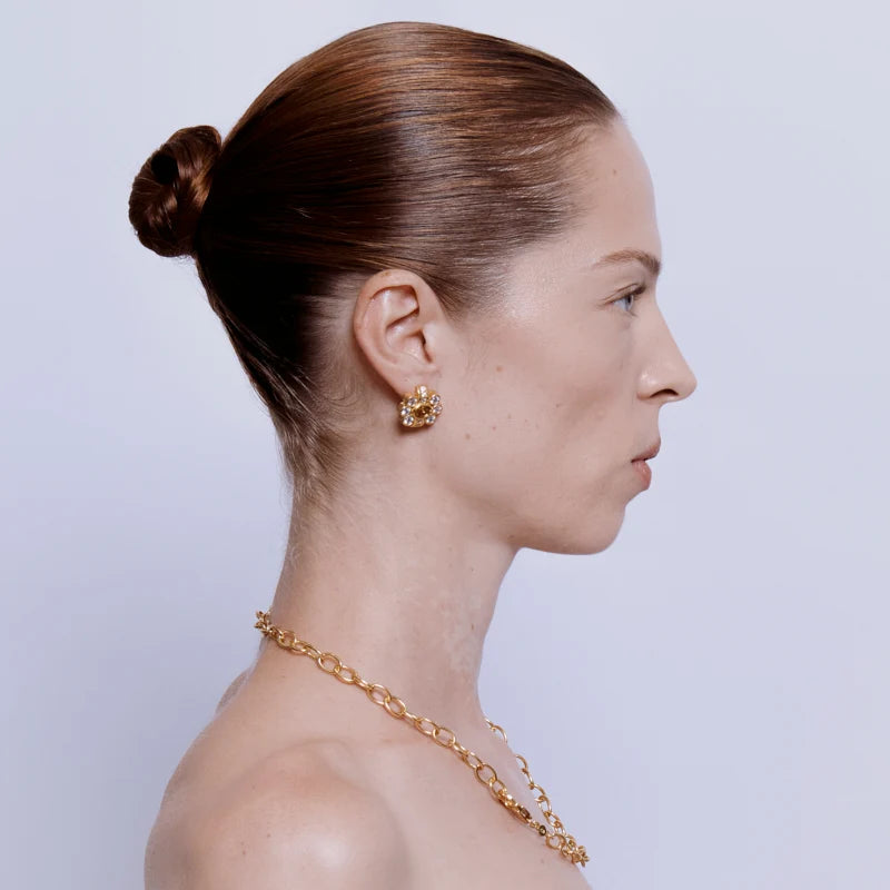 Ki Stud Earrings in Citrine 18K Gold Plated