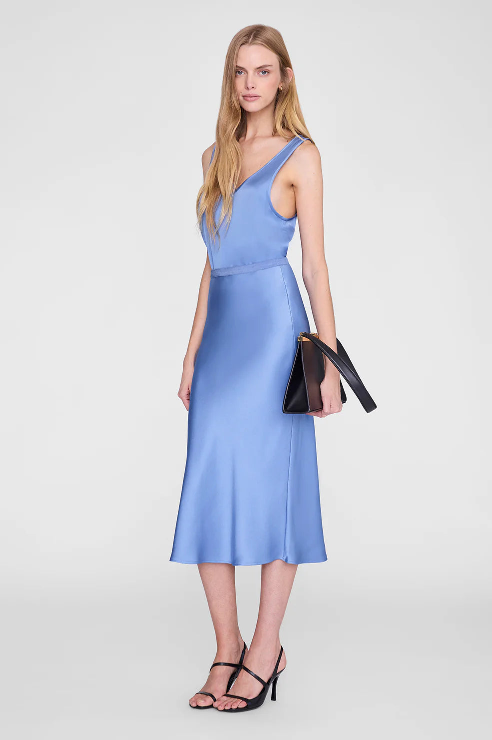 Bar Silk Skirt - Storm Blue