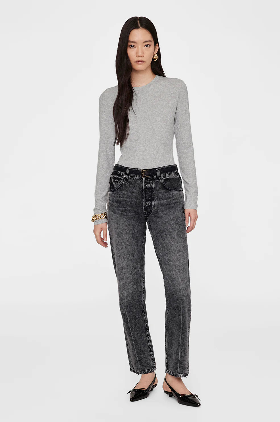 Jo Long Sleeve Tee - Heather Grey
