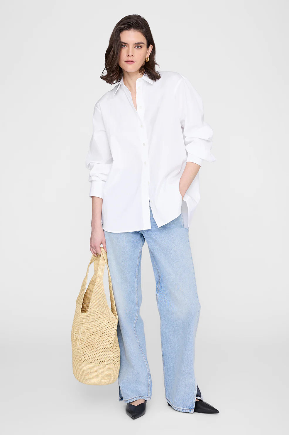 Leah Logo Hobo Raphia - Natural