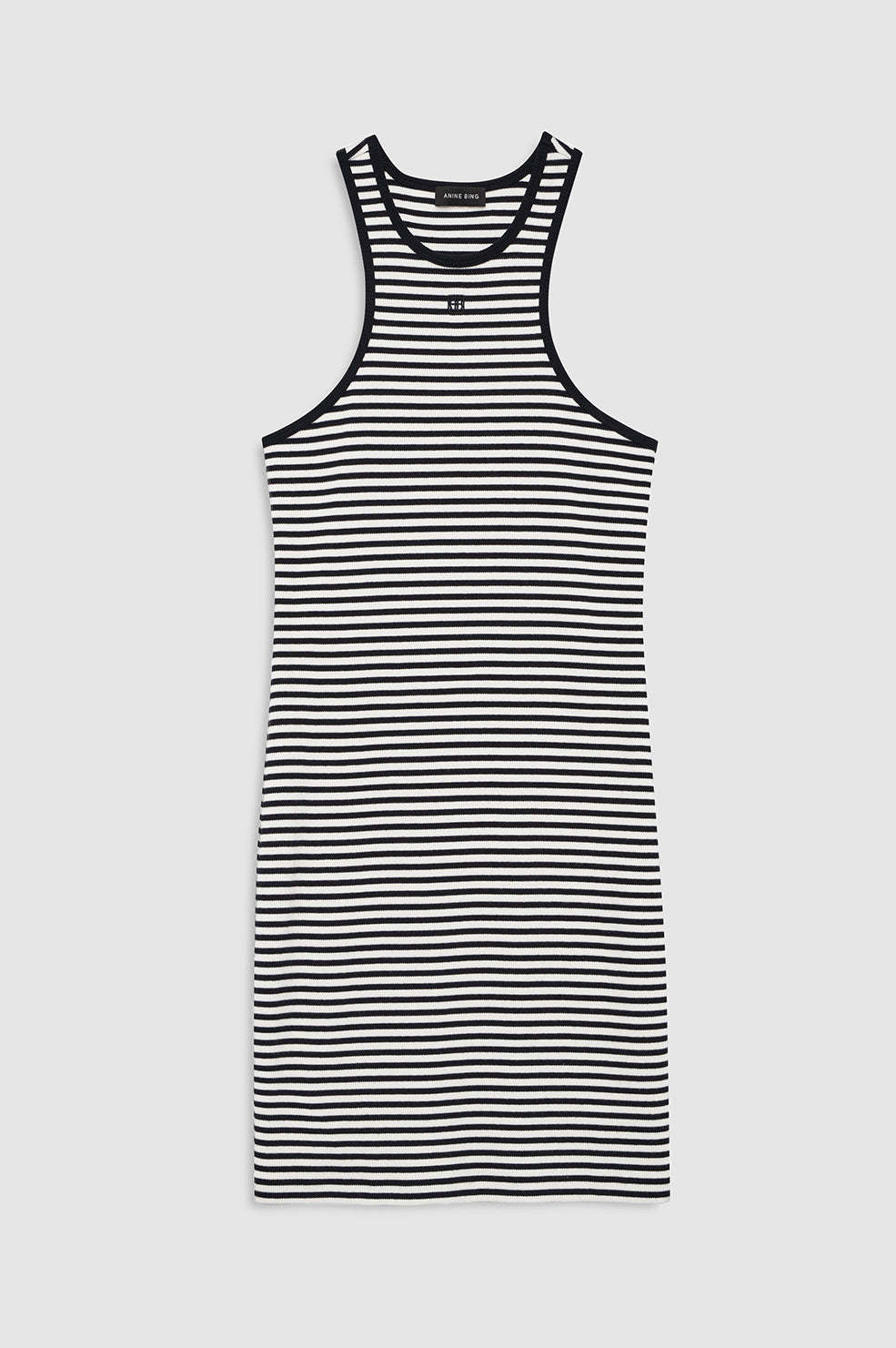 Cole Dress - White and Black Mini Stripe