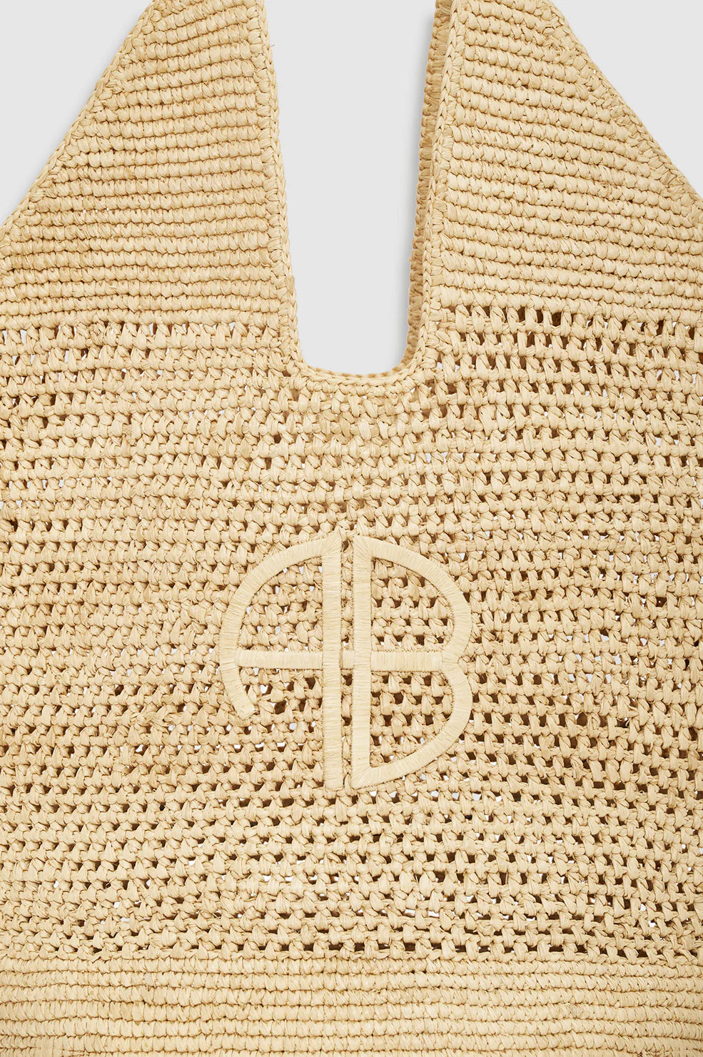 Leah Logo Hobo Raphia - Natural