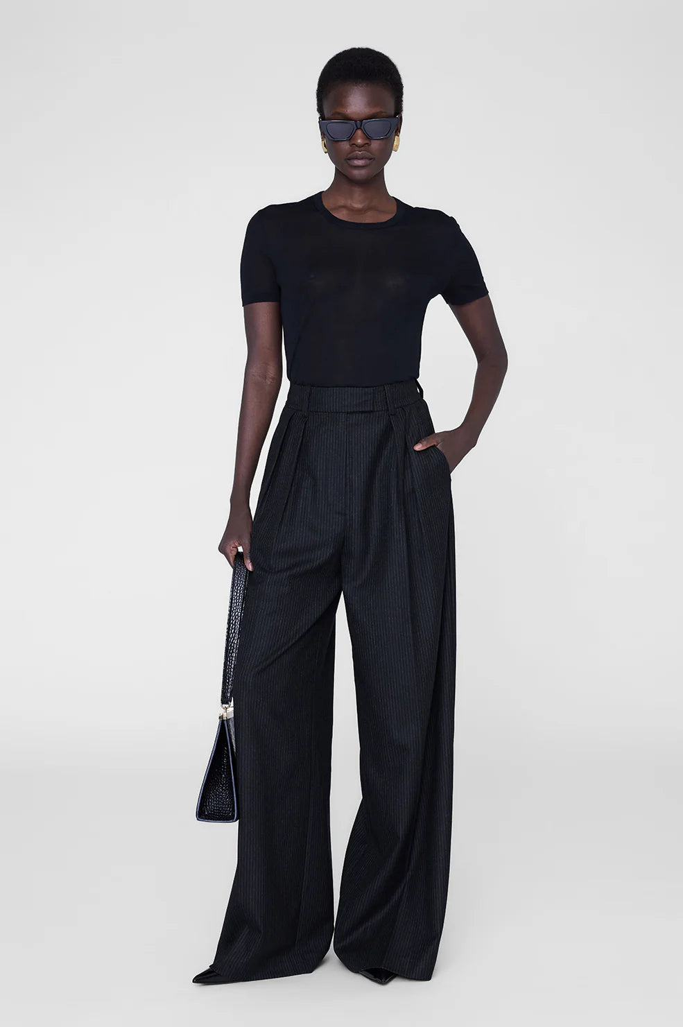 Lou Trouser Black Pinstripe