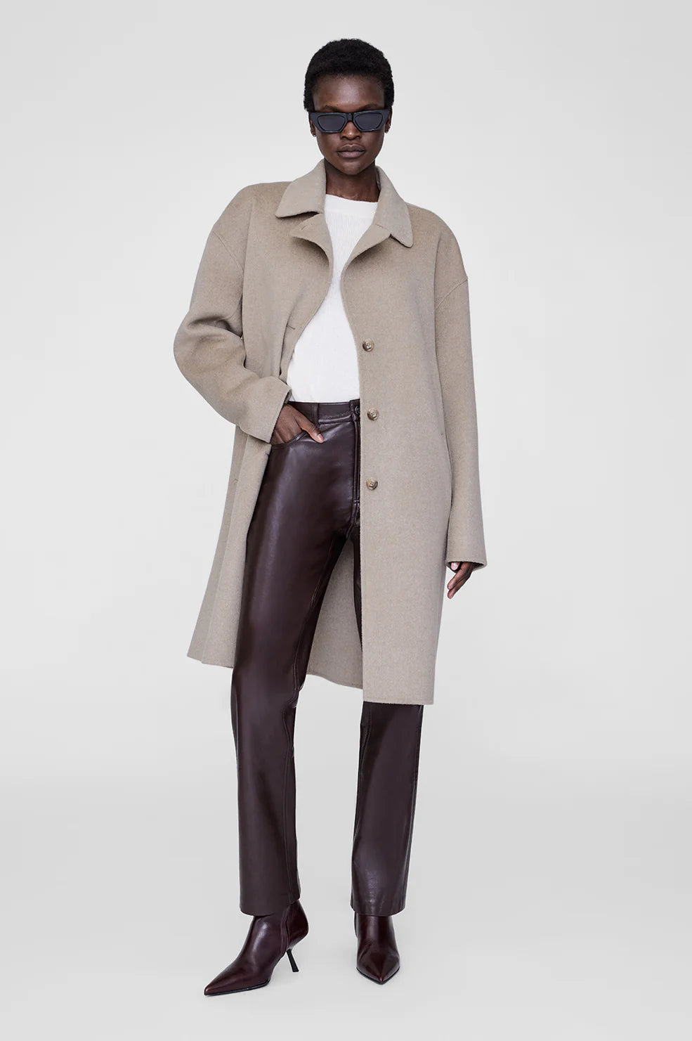 Portia Coat Oatmeal Melange Cashmere Blend