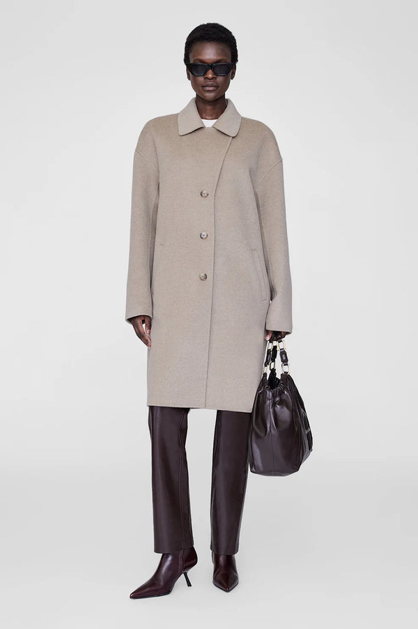 Portia Coat Oatmeal Melange Cashmere Blend