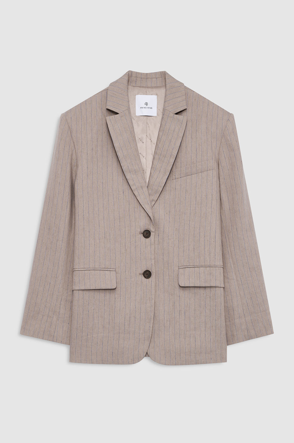 Quinn Blazer - Taupe and Blue Pinstripe
