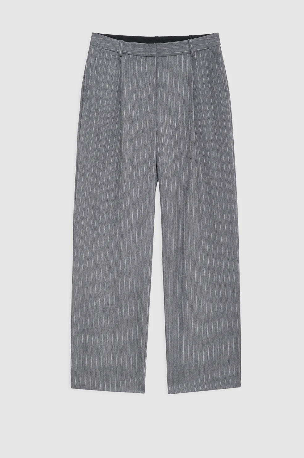 Trent Cropped Trouser – Light Grey Pinstripe