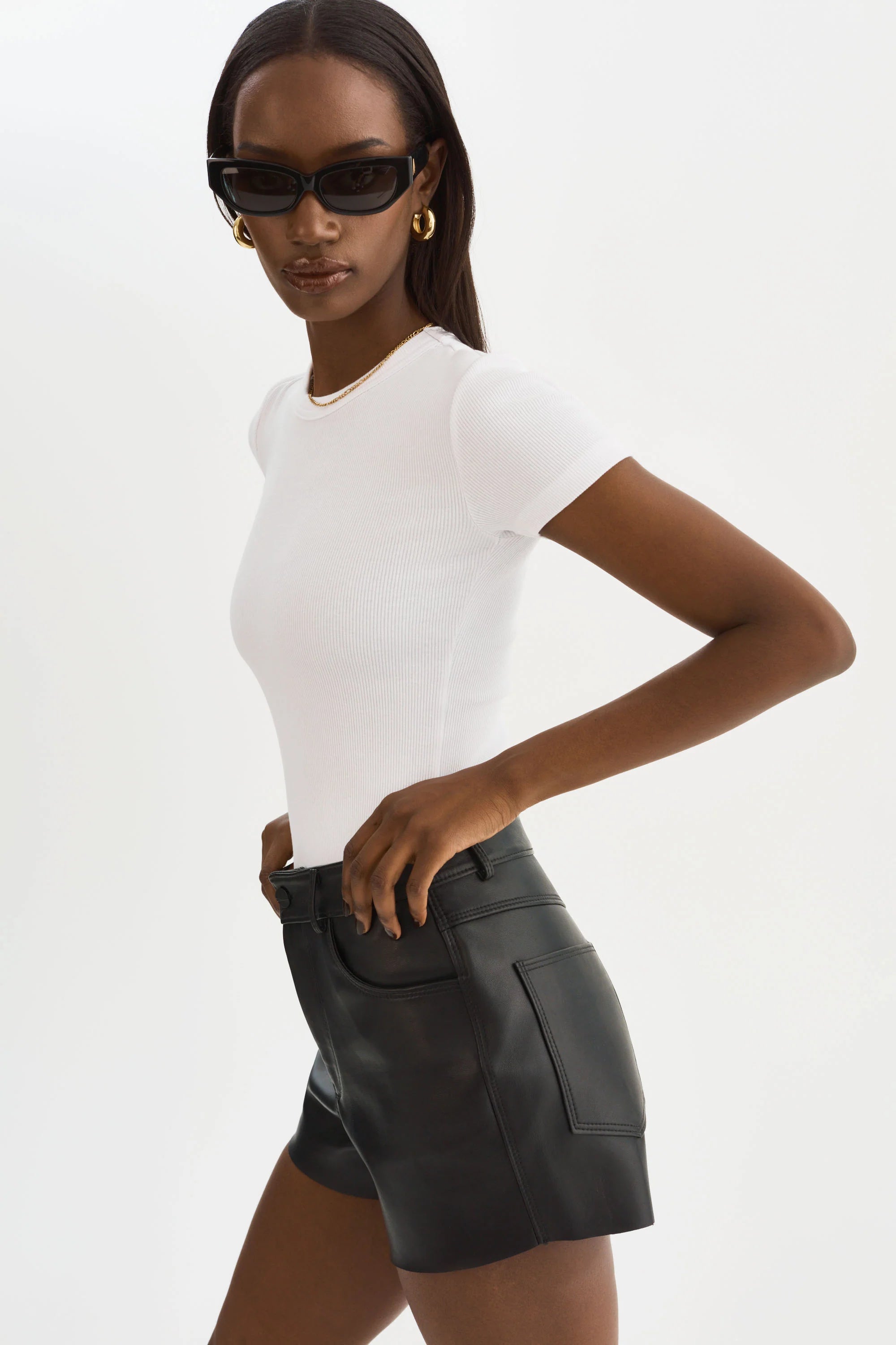 Anika Black Leather Shorts - Lamarque