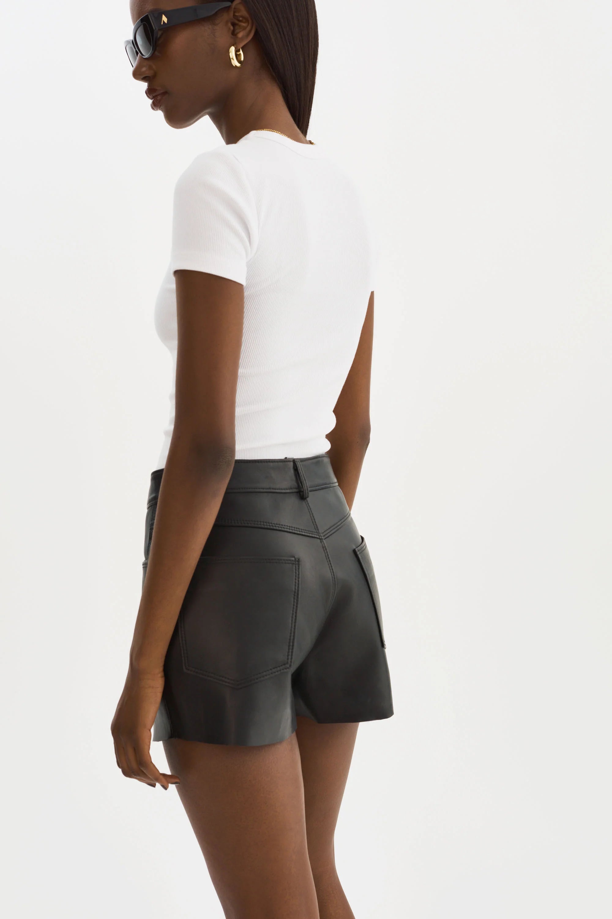 Anika Black Leather Shorts - Lamarque