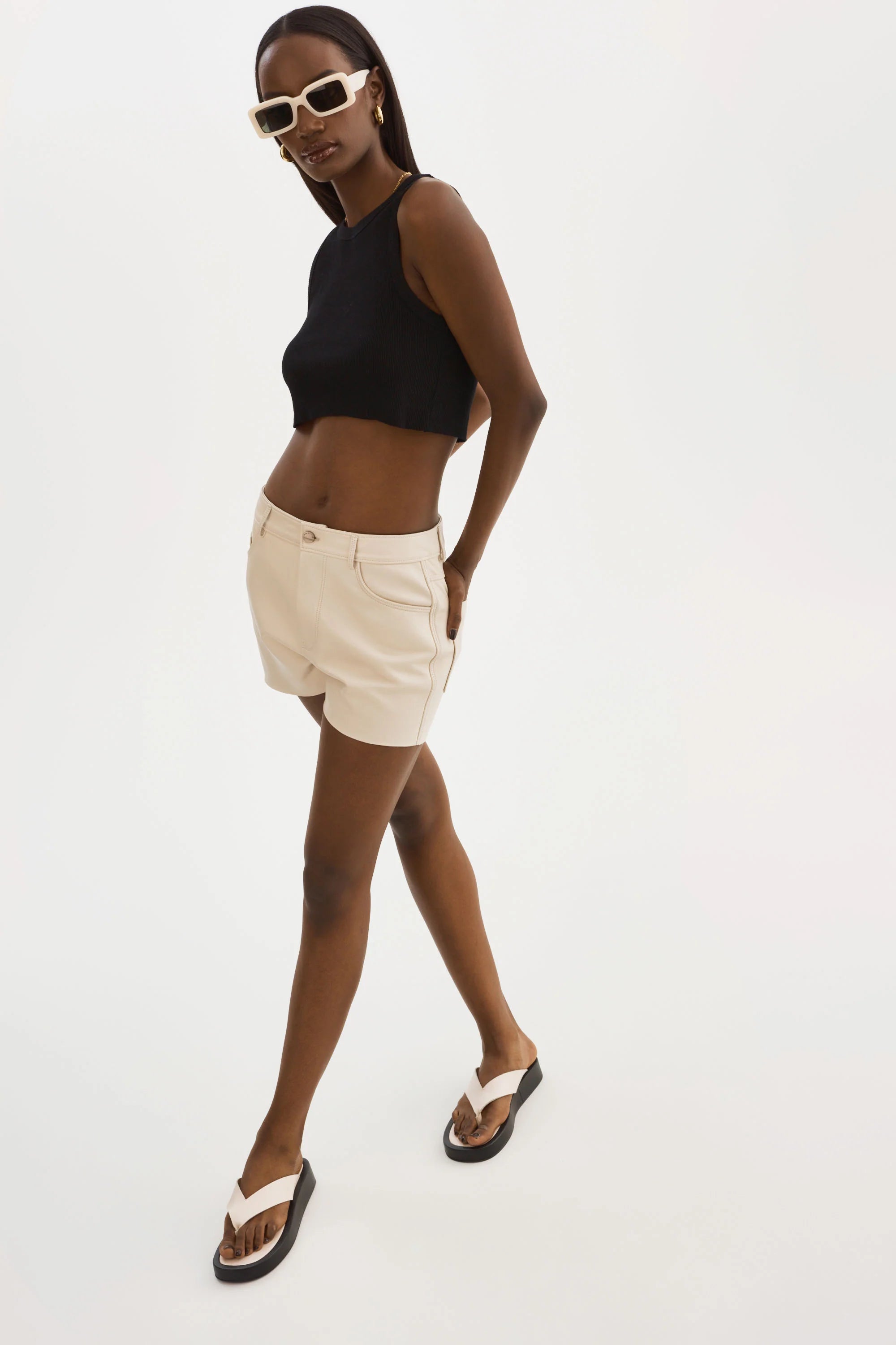 Anika Bone Leather Shorts - Lamarque