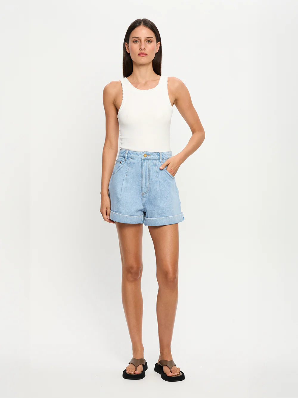 Avery Denim Short Dusty Blue