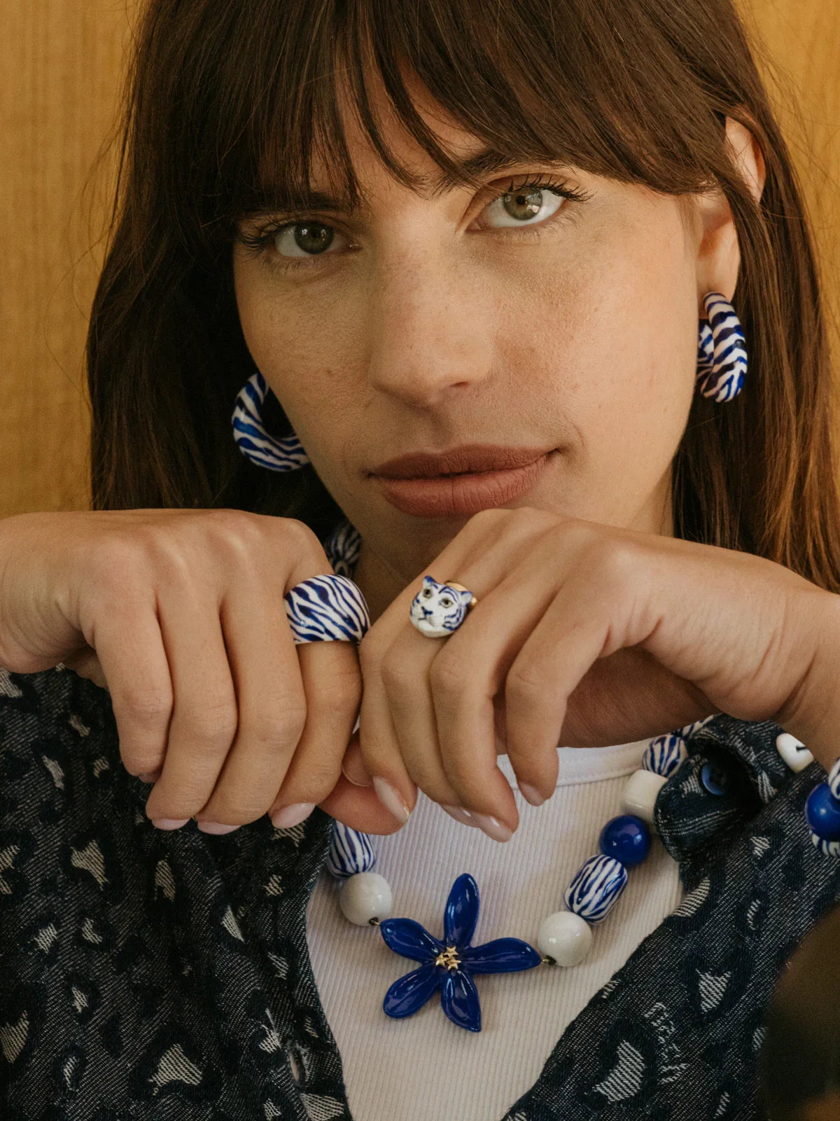 Blue Zebra Stripe Ring
