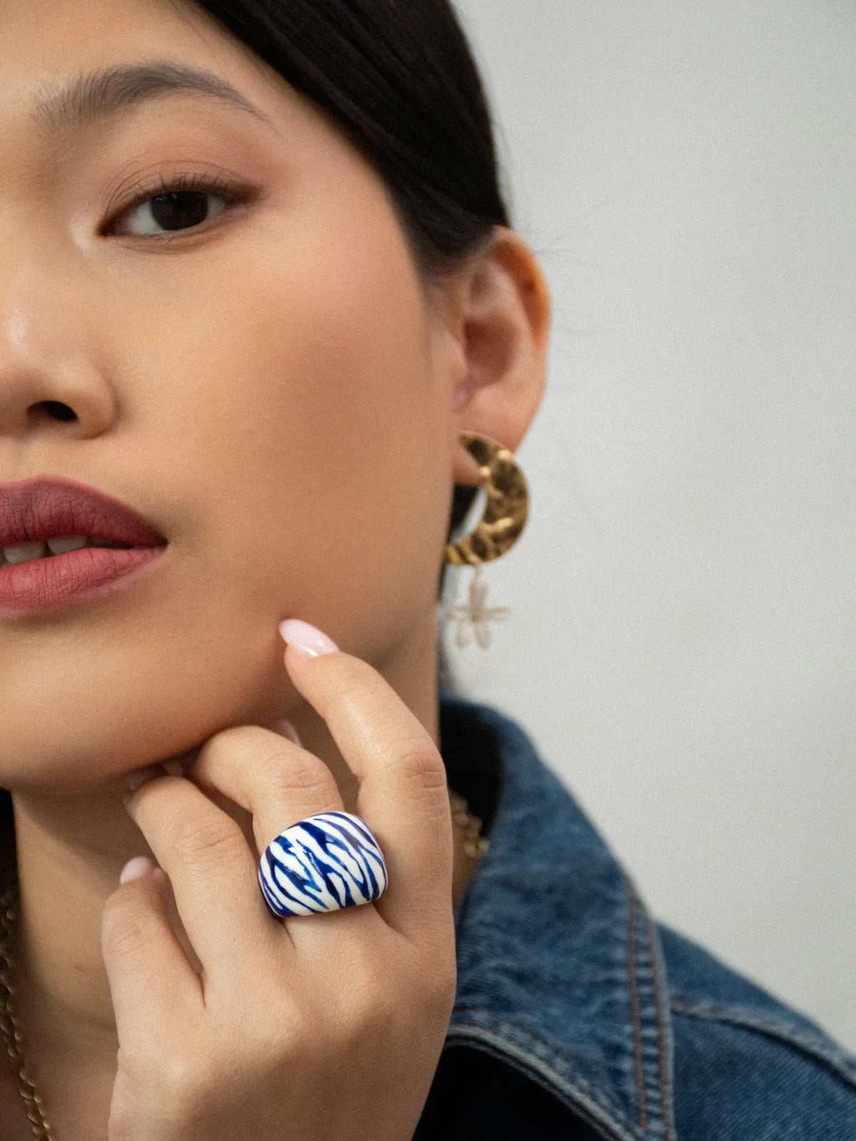 Blue Zebra Stripe Ring