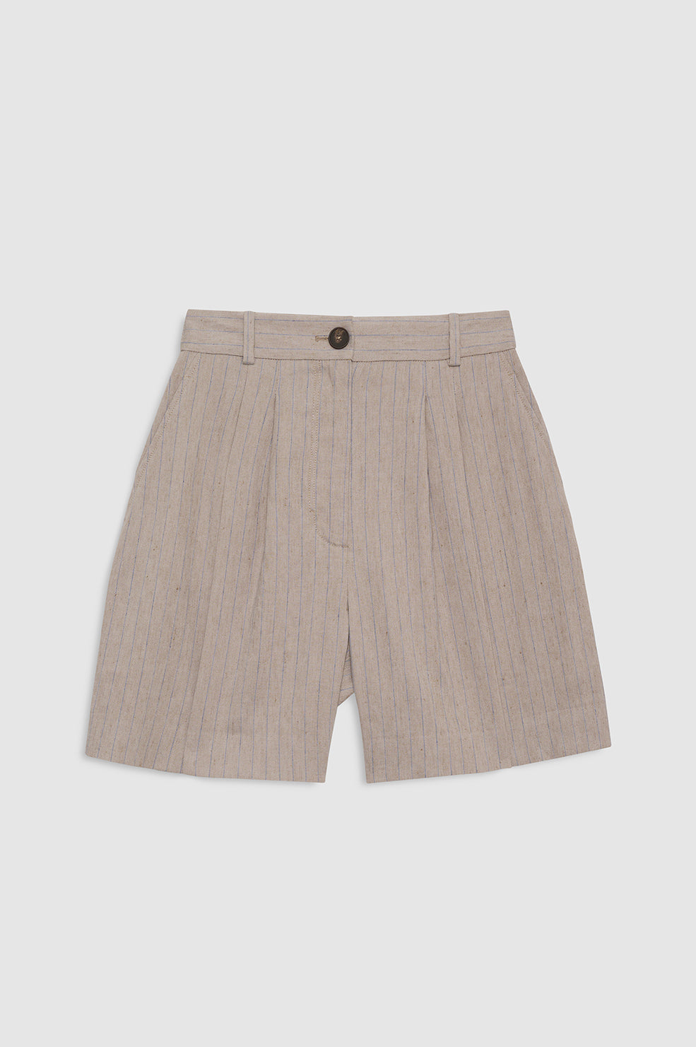 Brice Short - Taupe and Blue Pinstripe