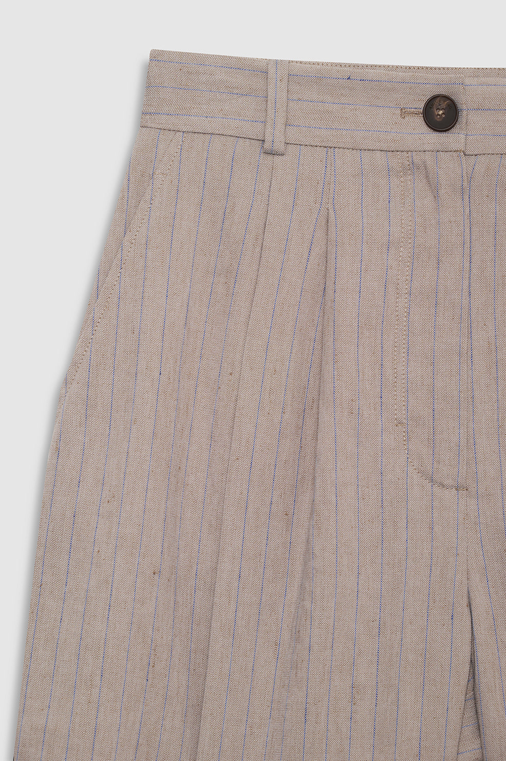 Brice Short - Taupe and Blue Pinstripe