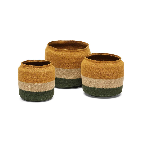 Mason Baskets - Mustard, White & Green