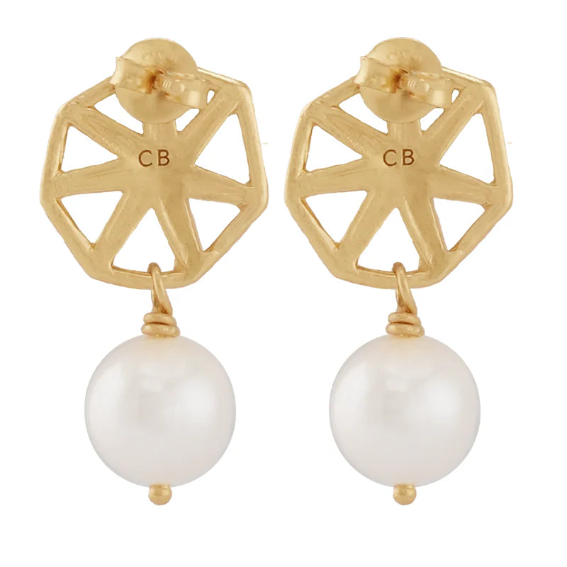 Carro Earrings with Garnet and Pearl