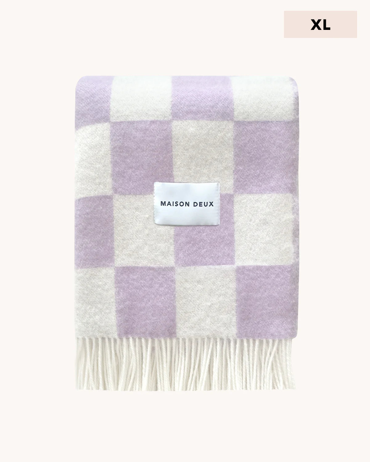 Checkerboard Blanket XL Lilac White - Maison Deux