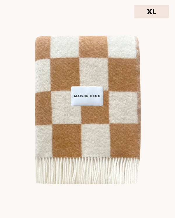 Checkerboard Blanket XL Terra White - Maison Deux