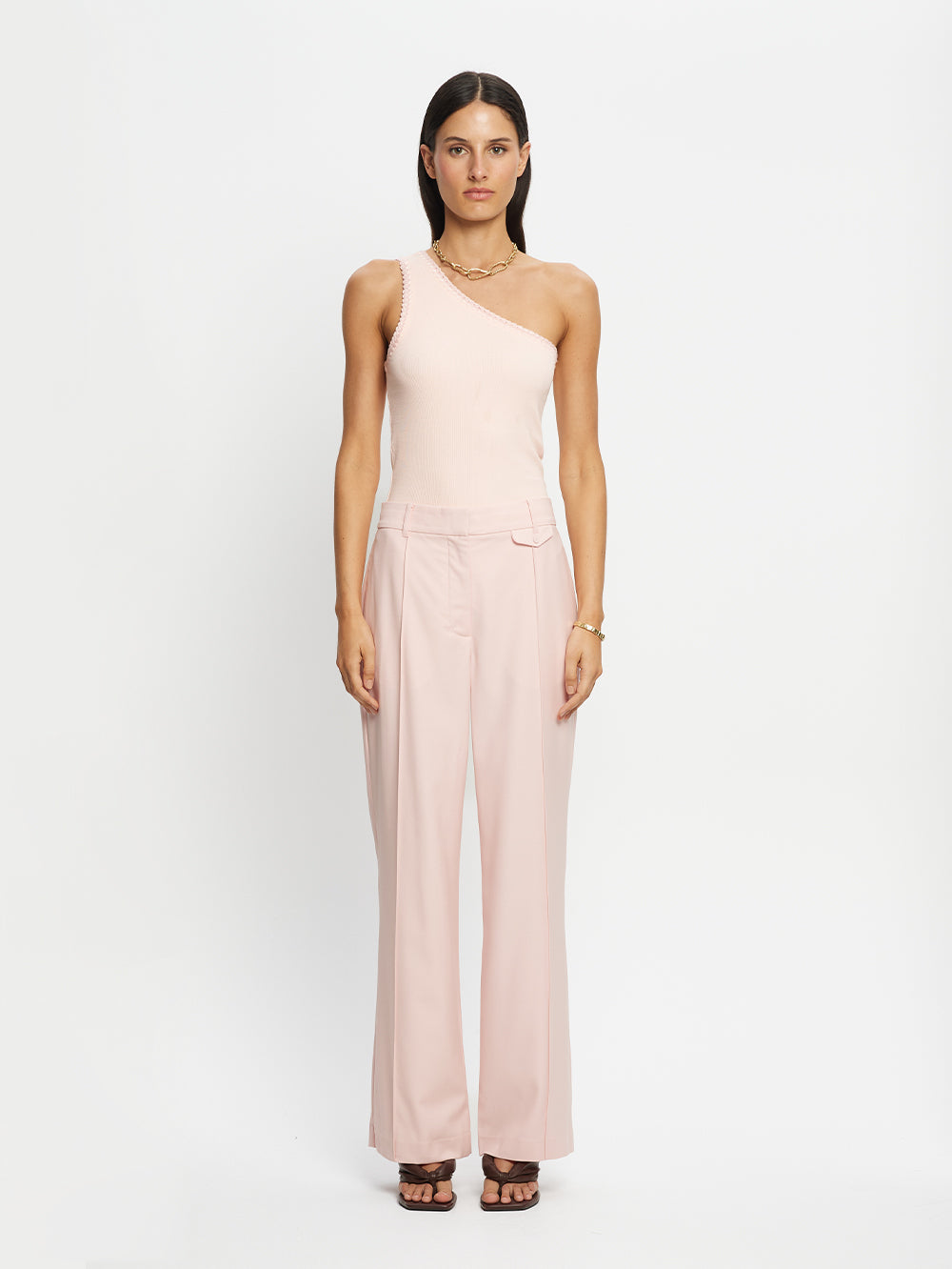 Tallulah One Shoulder Tank Pink