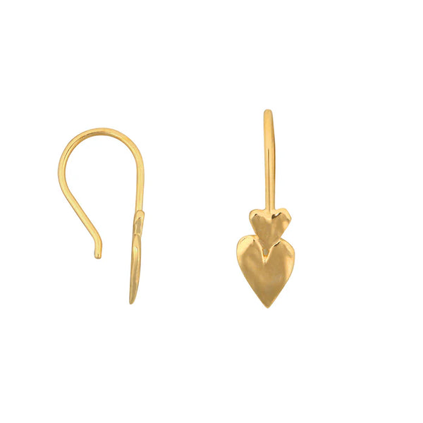 Double Heart Hook Earring Gold Plated - Betty Bogaers