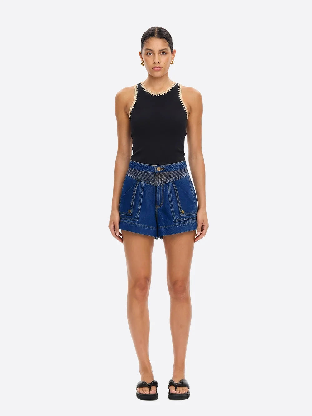 Tallulah Spliced Tank Black Cream