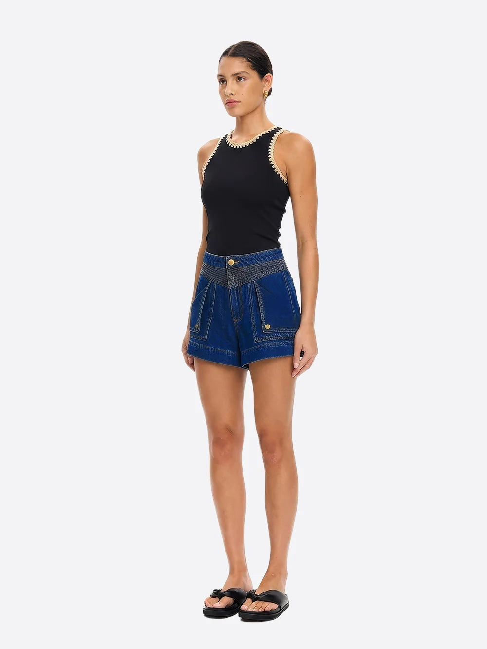 Tallulah Spliced Tank Black Cream
