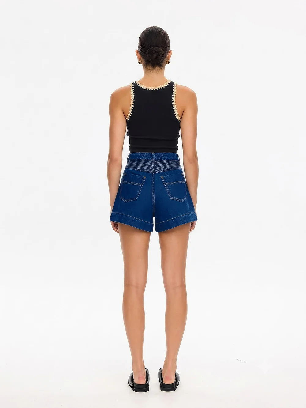 Tallulah Spliced Tank Black Cream