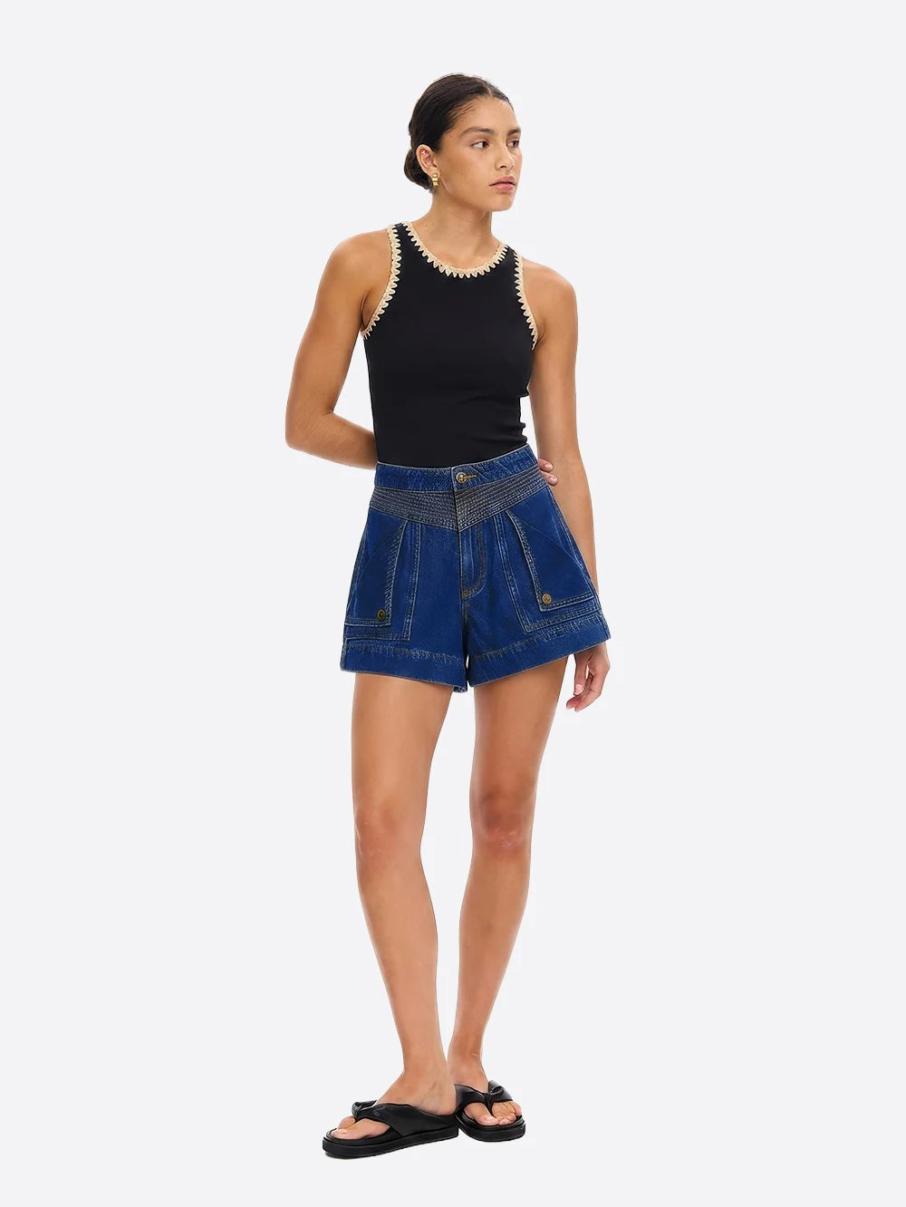 Tallulah Spliced Tank Black Cream